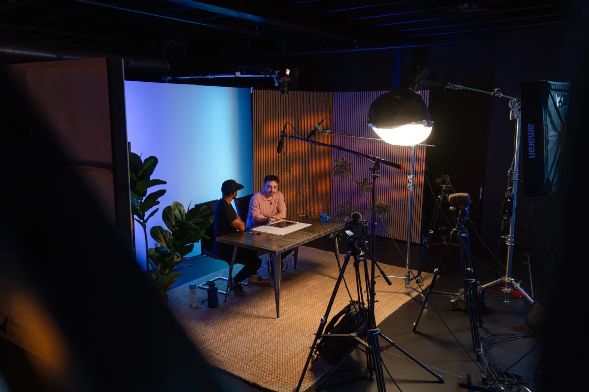 Sanctum Studio interview setup with camera and lighting rig in Roanoke TX